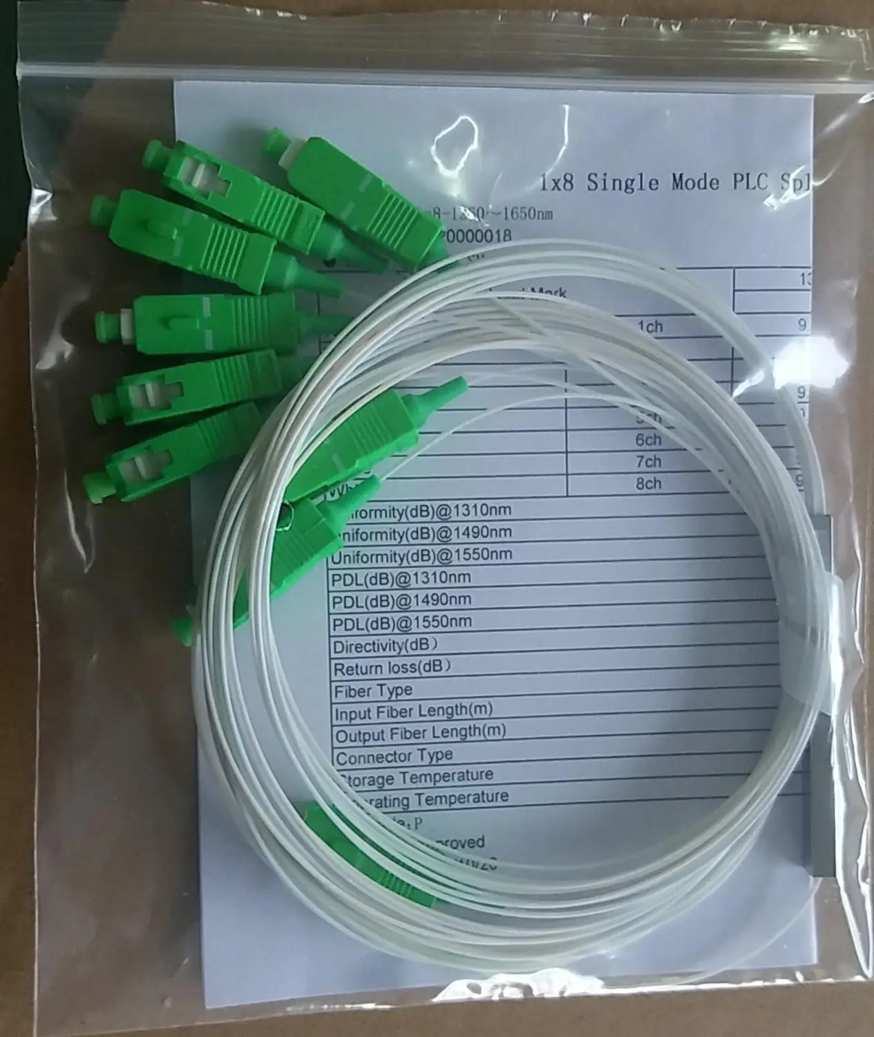 Ücretsiz kargo 20 adet 1X8 PLC Splitter/Fiber optik PLC Splitter/düzlemsel Lightwave devre Splitter SC/APC