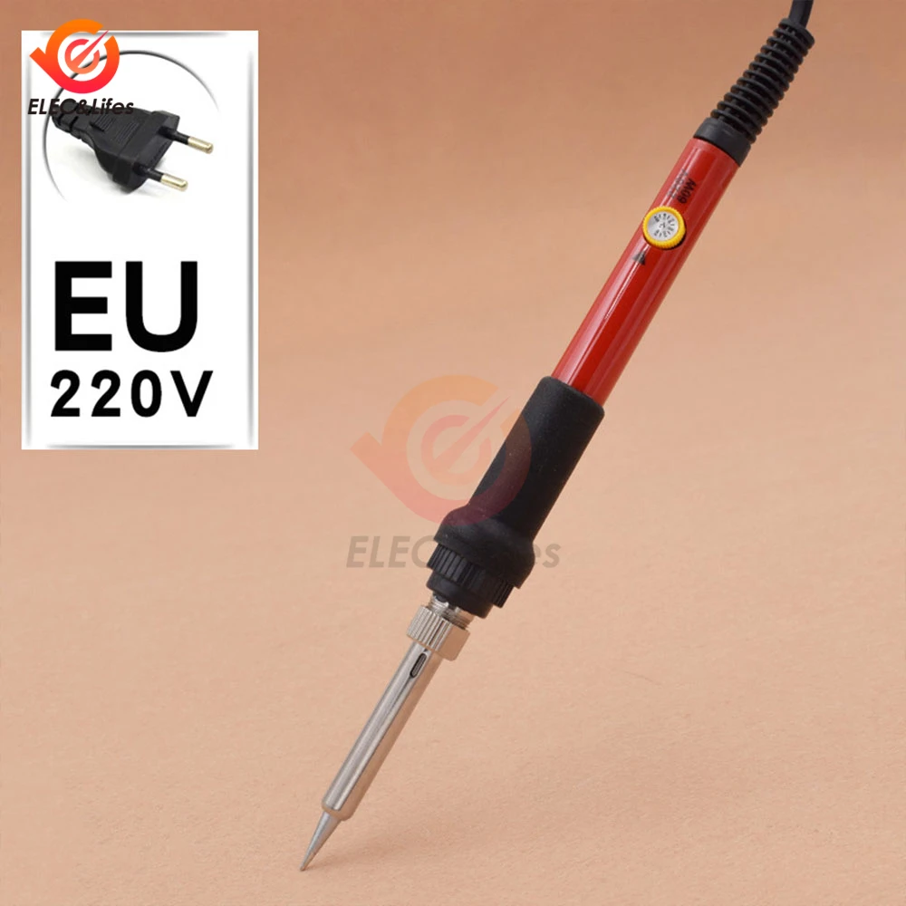 60W 220V Electric Soldering Iron Set Adjustable Temperature Welding Tools EU Plug 200-450 Celsius Gray/Red electric soldering irons