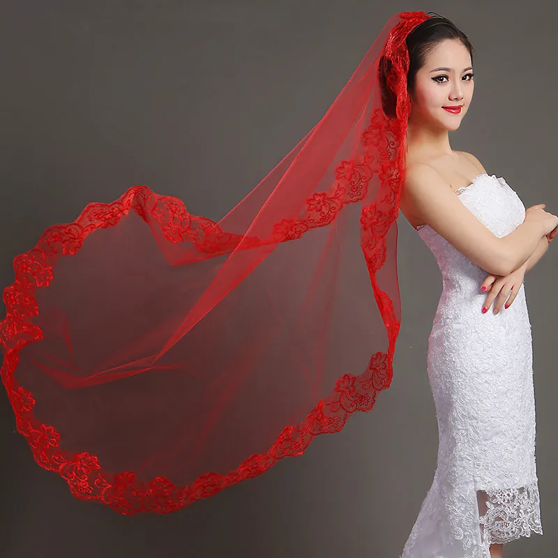 One Blushing Bride Elbow Length Wedding Veil with Beaded Lace Trim, Short Bridal Veil White / Elbow 28-30 inch / No Beading