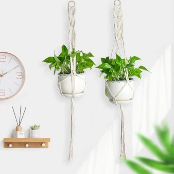 

Flower Pot Hemp Rope Hanging Net Straw Macrame Plant Hanger Flower Pot Garden Holder Legs Hanging Rope Basket Balcony Decor