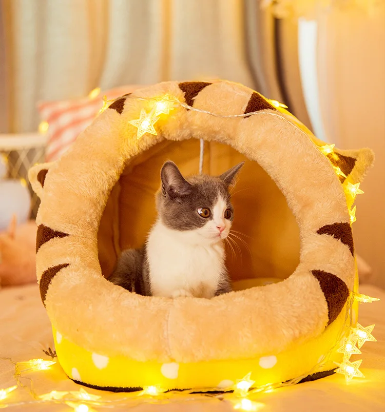 Согревающие кошачьи лежанки для домашних животных, кошечки для котов, мягкие лежаки для собак с милой игрушкой, удобный коврик для подушек, товары для домашних животных для собак, кошек
