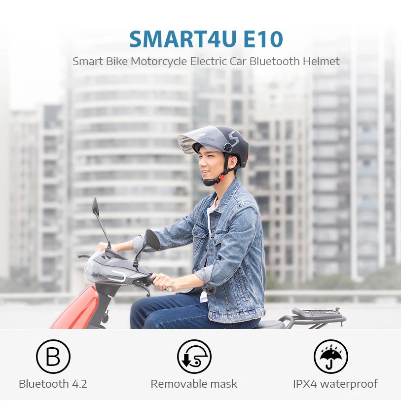 Smart4u велосипедный шлем мотоциклетный шлем Bluetooth Электрический велосипед Скутер 4PX водонепроницаемый велосипедный шлем оборудование для велоспорта