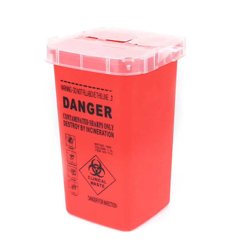 1L Capacity Sharps Container Medical Needles Bin Tattoo Piercing Needles Disposal Collect Box Tattoo Artist Waste Box