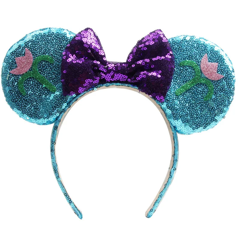 Дизайнерская повязка на голову с Минни Маус; головной убор с ушами и блестками для девочек; повязка для волос на день рождения; Плюшевые игрушки; подарок для детей