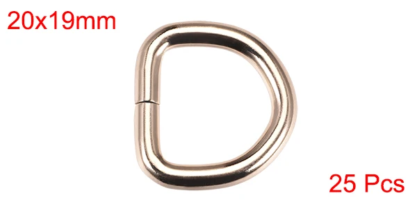 Gold 0.8inch-20mm Uxcell 25 шт. d-образное кольцо с пряжкой 0,63/0,8/1 дюймов металлическая полукруглая фурнитура для сумок ремни для рукоделия аксессуары - Цвет: Gold 0.8inch-20mm