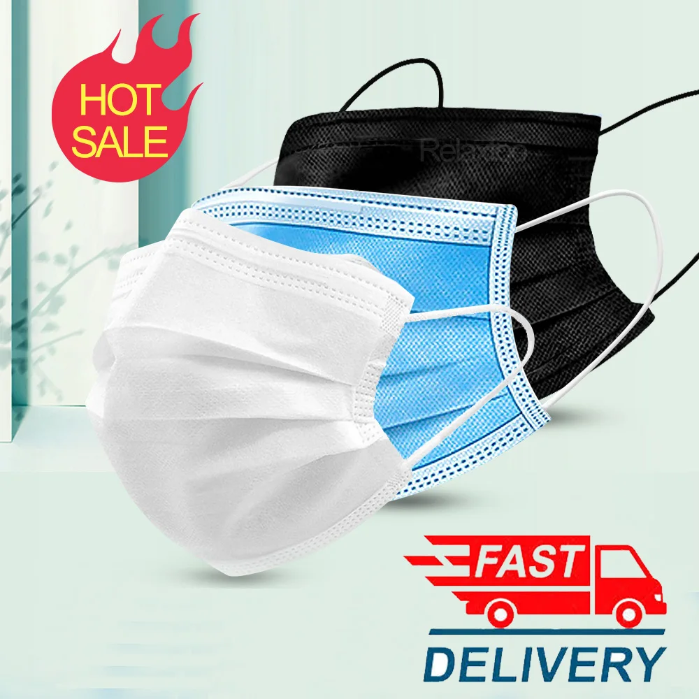 

In stock mask face mask Disposable Masks 3 Layers Filter Dustproof Masks Non Woven Mouth Mask Breathable protection Cover mask