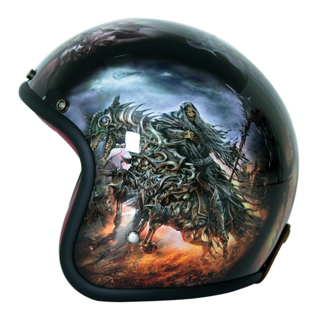 Новые точечные окрашенные мотоциклетные шлемы 3/4 с открытым лицом Ретро велосипед кафе шлем для гонщика скутера/круизера/чоппера езда головы носить XS-XXL - Цвет: MJH-010