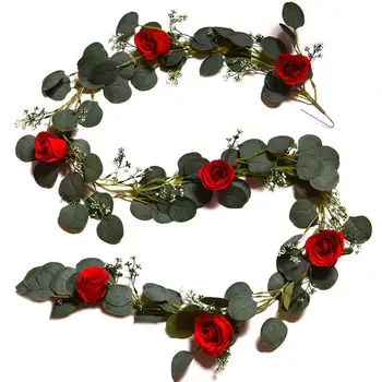

2M Silk Roses Ivy Vine with Green Leaves For Home Wedding Decoration Fake leaf DIY Hanging Garland Artificial Flow