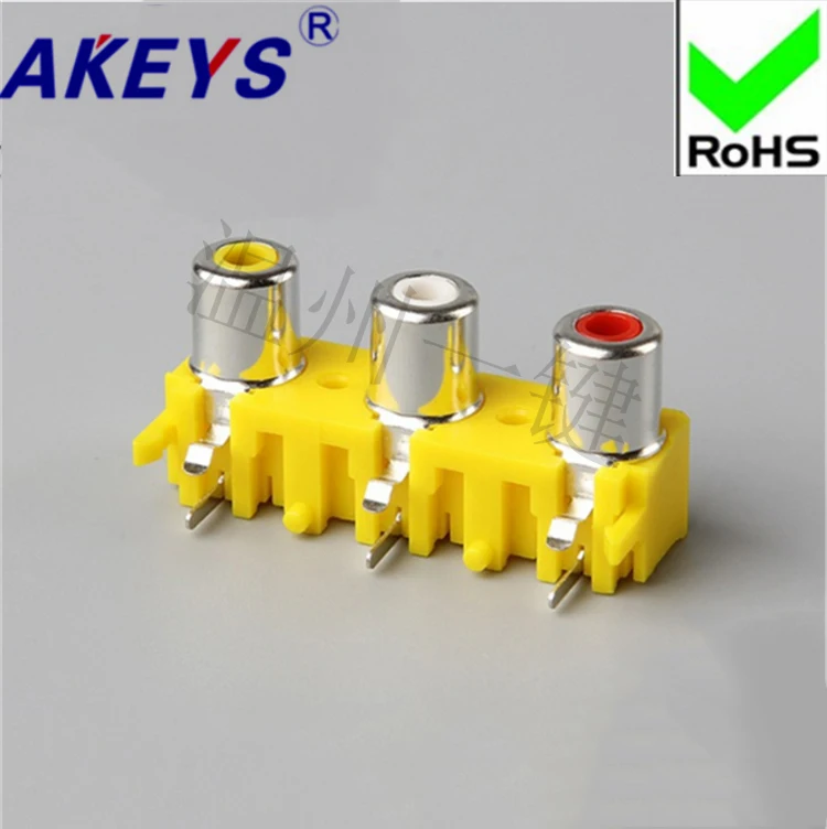 

5 pcs AV3-8.4-18 concentric socket 6-foot RCA socket 3/3-hole PCB welded lotus socket yellow-white-red