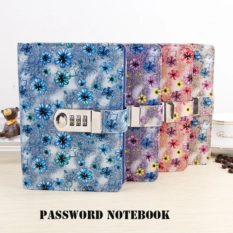 A5 ПУ защита для глаз бумажный кожаный чехол блокнот с кодовым замком