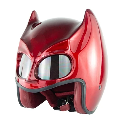 Мотоциклетный шлем Бэтмена на половину лица Moto 1/2 Мужские шлемы Cascos Capacete - Цвет: red