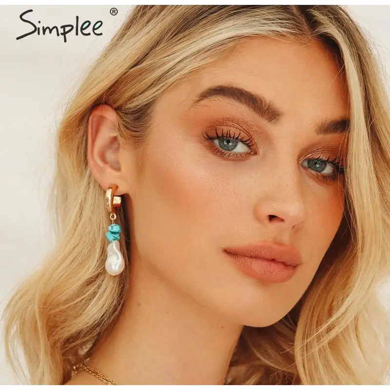 Simplee Boho праздничные жемчужные серьги Модные женские Геометрические шикарные золотые серьги Wowen осень зима модные серьги с блестками