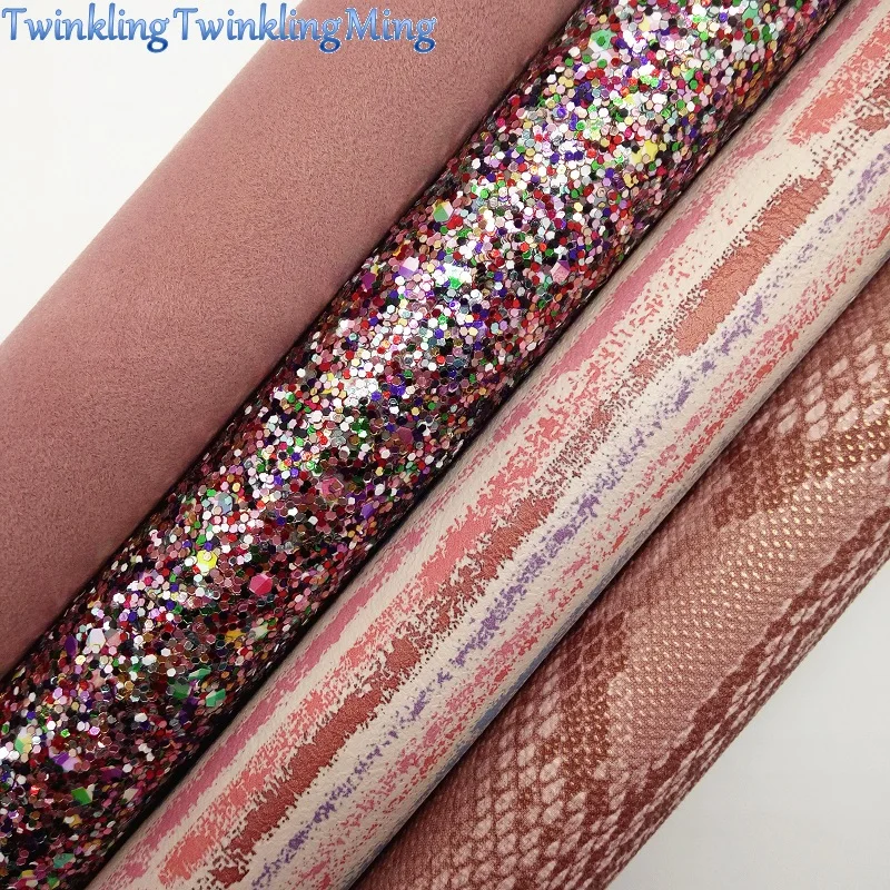 Glitter Fabric Snake Synthetic Leather Suede Faux Sheets For Bow A4 21x29CM Twinkling Ming XM007C | Дом и сад