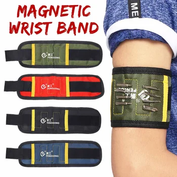 

New Magnetic Wristband Portable Tool Bag Screw Nail Holder Wrist Band Tool Belt Screws Nails Drill Bits Bracelet for Repair Tool