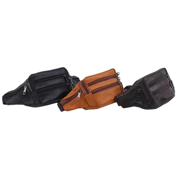 

Fashion Men Genuine Leather Waist Packs Men Organizer Travel Waist Pack Necessity Waist belt Mobile Phone Bag