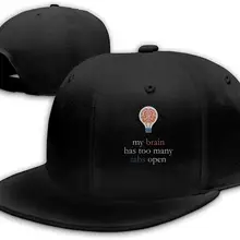 My Brain имеет слишком много вкладки открытые мужские бейсболки с плоским Биллом Регулируемая черная бейсболка
