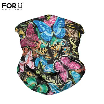 

FORUDESINGS 3D Beauty Butterflies Design Women's High Elastic Dustproof Seamless Bandanas Multifunctional Turban Magic Scarfs