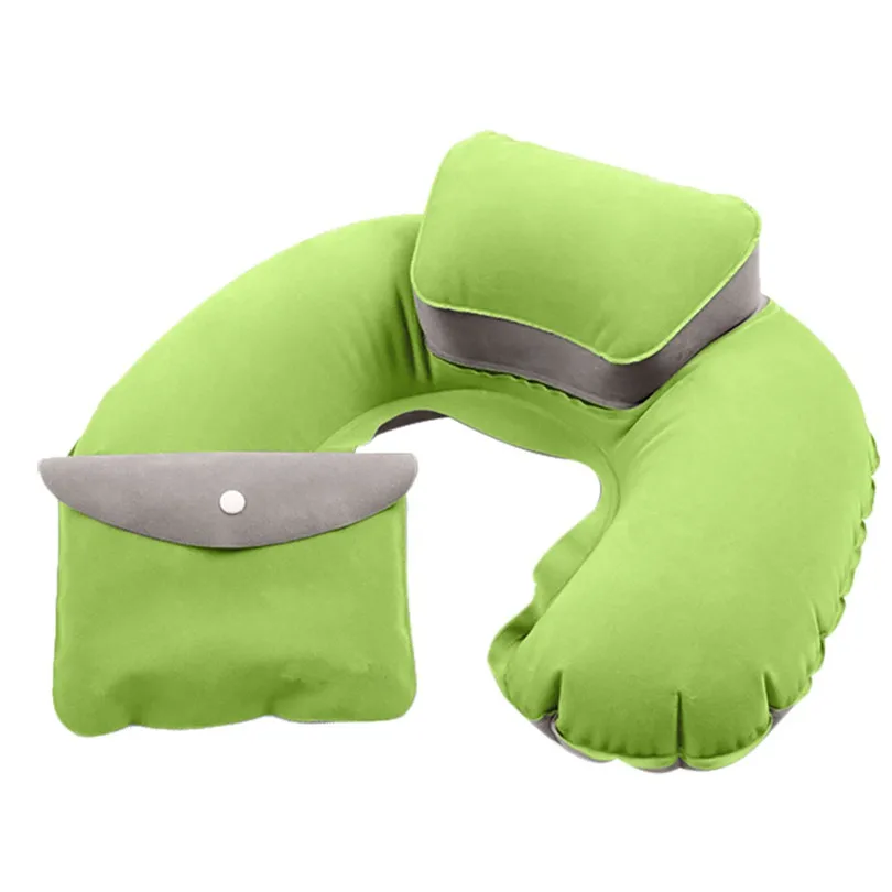 Inflatable Pillow Travel Air Cushion Camping Beach Car Head Rest Support U-shaped inflatable pillows with storage bag #4n19 (1)