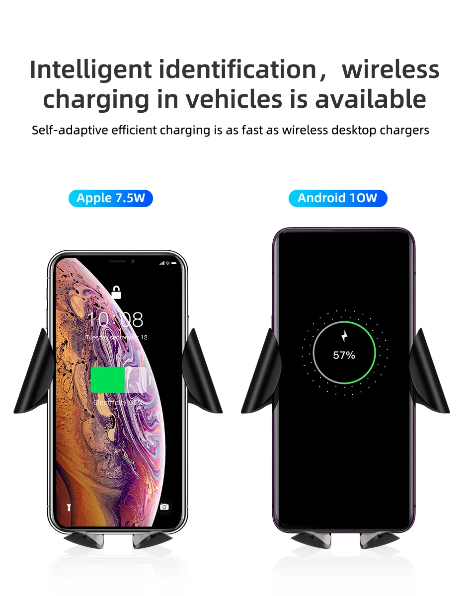 QI автомобильное Быстрое беспроводное зарядное устройство для iPhone 8 8 Plus XS 7,5 Вт 10 Вт автомобильное беспроводное зарядное устройство для samsung Galaxy S8 S9 S10 Note 9 зарядное устройство