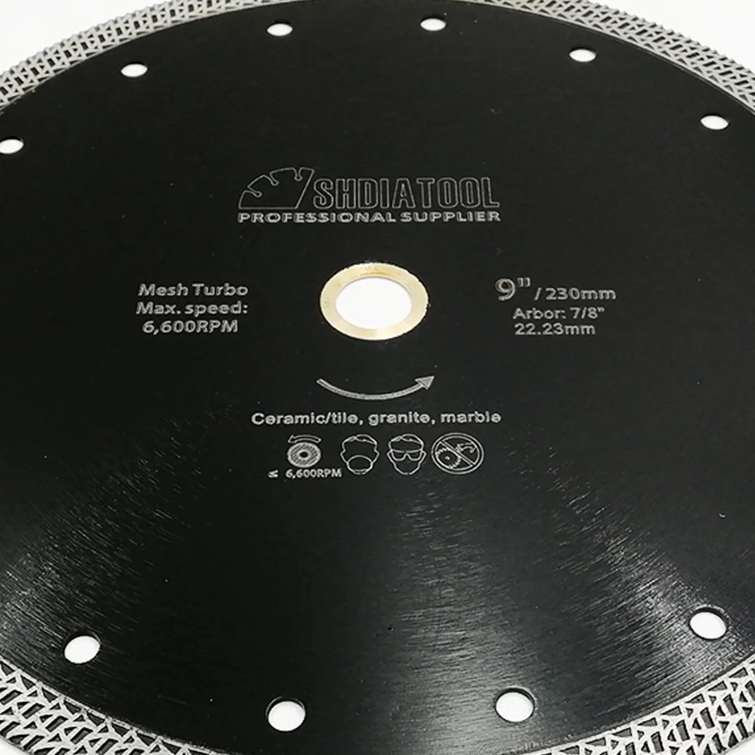 SHDIATOOL 1pc Dia 230mm/9" Hot-pressed Sintered Diamond Cutting Disc Mesh Turbo Diamond Saw Blade Granite Marble Tile Ceramic