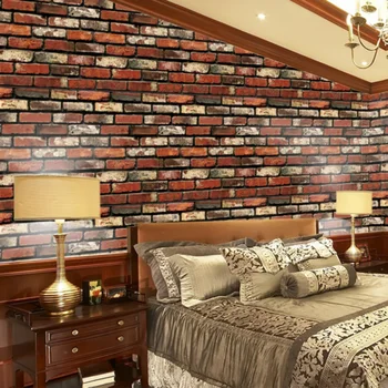 

3D Faux Brick Wallpaper Roll Vinyl PVC Retro Industrial Loft Wall Paper Home Decor Sticker