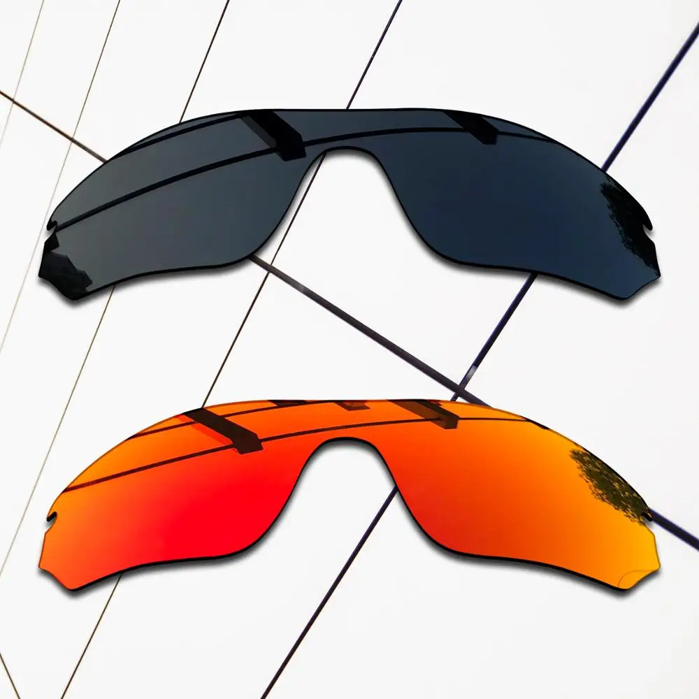

E.O.S 2 Pieces Black & Fire Red Polarized Replacement Lenses for Oakley Radar Edge OO9184 Sunglasses