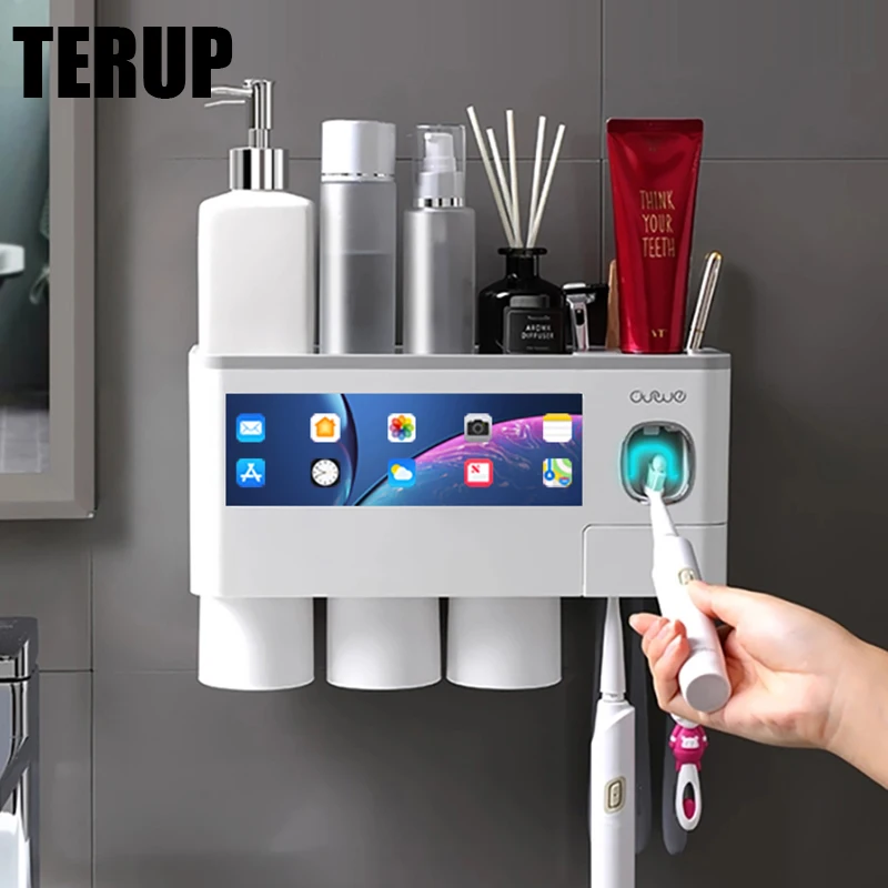 TERUP Magnetic Adsorption Inverted Toothbrush Holder Automatic Toothpaste Squeezer Dispenser Storage Rack Bathroom Accessories | Дом и сад