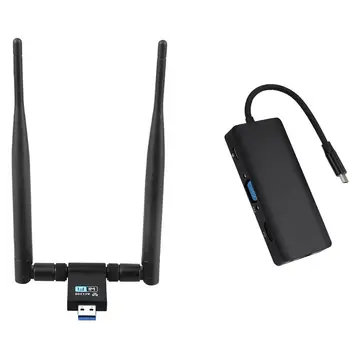 

9 in 1 USB 3.0 SD TF Card Reader Type C PD Charging Adapter Hub with USB WiFi Adapter Wireless Network Adapter