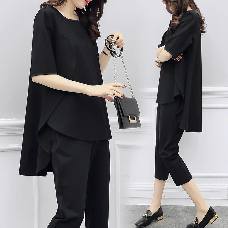 

Chubby 2019 New Style Large Size WOMEN'S Suit Fat Mm by Age-Style Two-Piece Set Xia Yang Gas Slimming 200