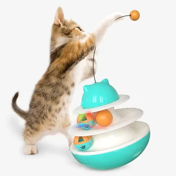 

Interactive Pet Cat Toy Tumbler Tower With Catnip Tracks Triple Disc Ball For Cats Training Amusement Entertainment Pet Products