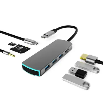 

Vmade USB HUB 8 in 1 Thunderbolt 3 Type C Adapter Dock 3 USB 3.0 Port+4K HDMIF+PD+3.5mm Audio+SD&TF For Macbook Pro PC