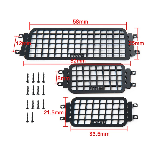 AXSPEED Metal Stereoscopic Window Mesh Protective Net for Axial SCX24 AXI00002 Jeep 1/24 RC Car Decorations Parts Accessories