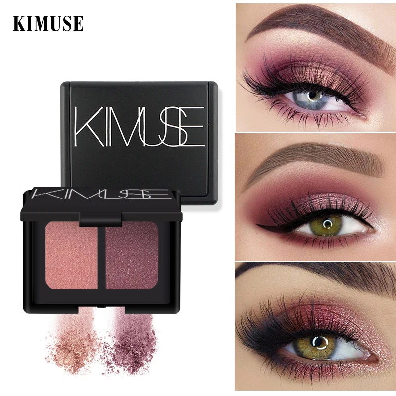 KIMUSE 2 Colors Double Eeyshadow Palette Shimmer Glitter Waterproof Long-lasting Eye Shadow Smoky Makeup maquillaje Cosmetic |