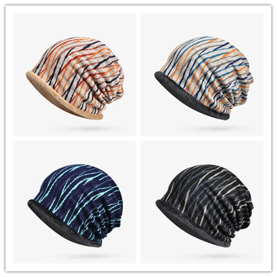 Шапка шейный платок жаккард плюс бархат Skullies шапочки для мужчин женщин Осень Зима Открытый ветрозащитный Теплый