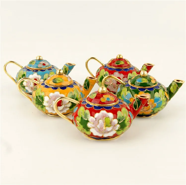 6 шт. Пекинская перегородчатая чайник ремесла шелковая эмаль украшения