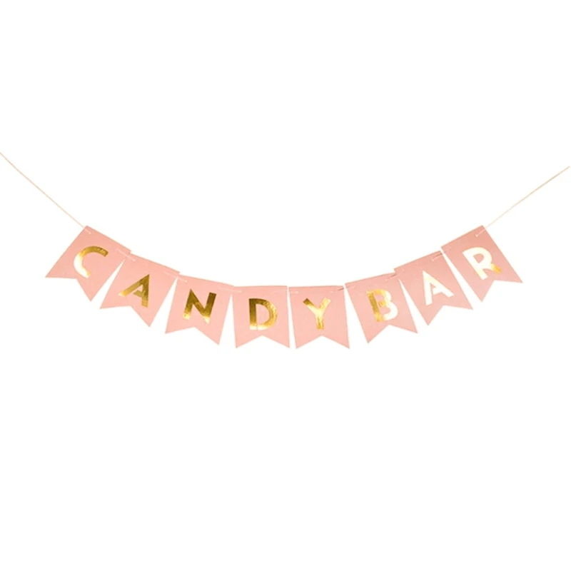 Candy Bar Gold Letter Banner Kids Party Wall Hanging Bunting Decor Girls Playing House Photo Prop Background Decoration | Дом и сад