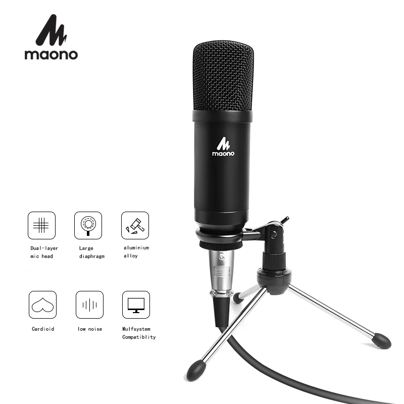 

MAONO Computer Podcast Microphone With Tripod Stand A03TR