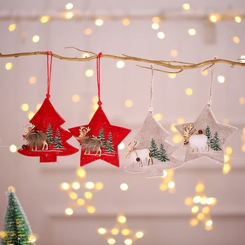 

Fabric Deer Star Pendants Christmas Tree Decoration Hanging Ornaments Crafts Gifts Xmas New Year Party Wedding Home Decor 63164