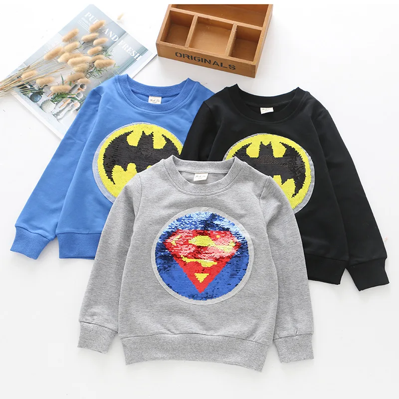 

BOY'S Hoody Autumn 2019 New Style Pure Cotton Color Changing Sequin Europe And America INS Hot Selling