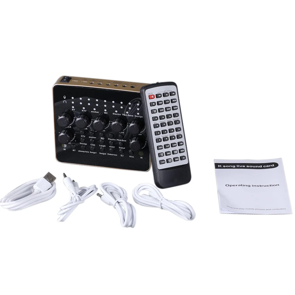 

3D Singing Audio Microphone Recording Headset Computer Mixer Sound Card Live Broadcast Mobile Phone USB Port External Adjustable
