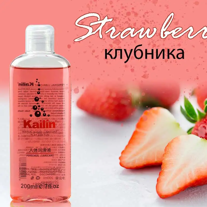 Strawberry Flavor Edible Lubricant for Anal Vaginal Oral Sex Silicone Lubricating Oil Adult Sex Products Body Massage Gel 200ml