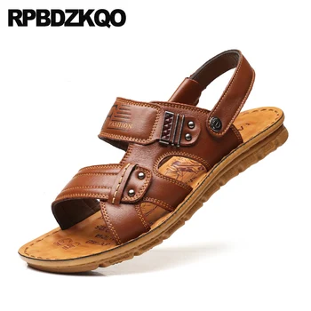 

Slippers Slides Designer Brown Waterproof Size 47 Flat Men Sandals Leather Summer 46 45 Beach Shoes Native Big Fashion Outdoor