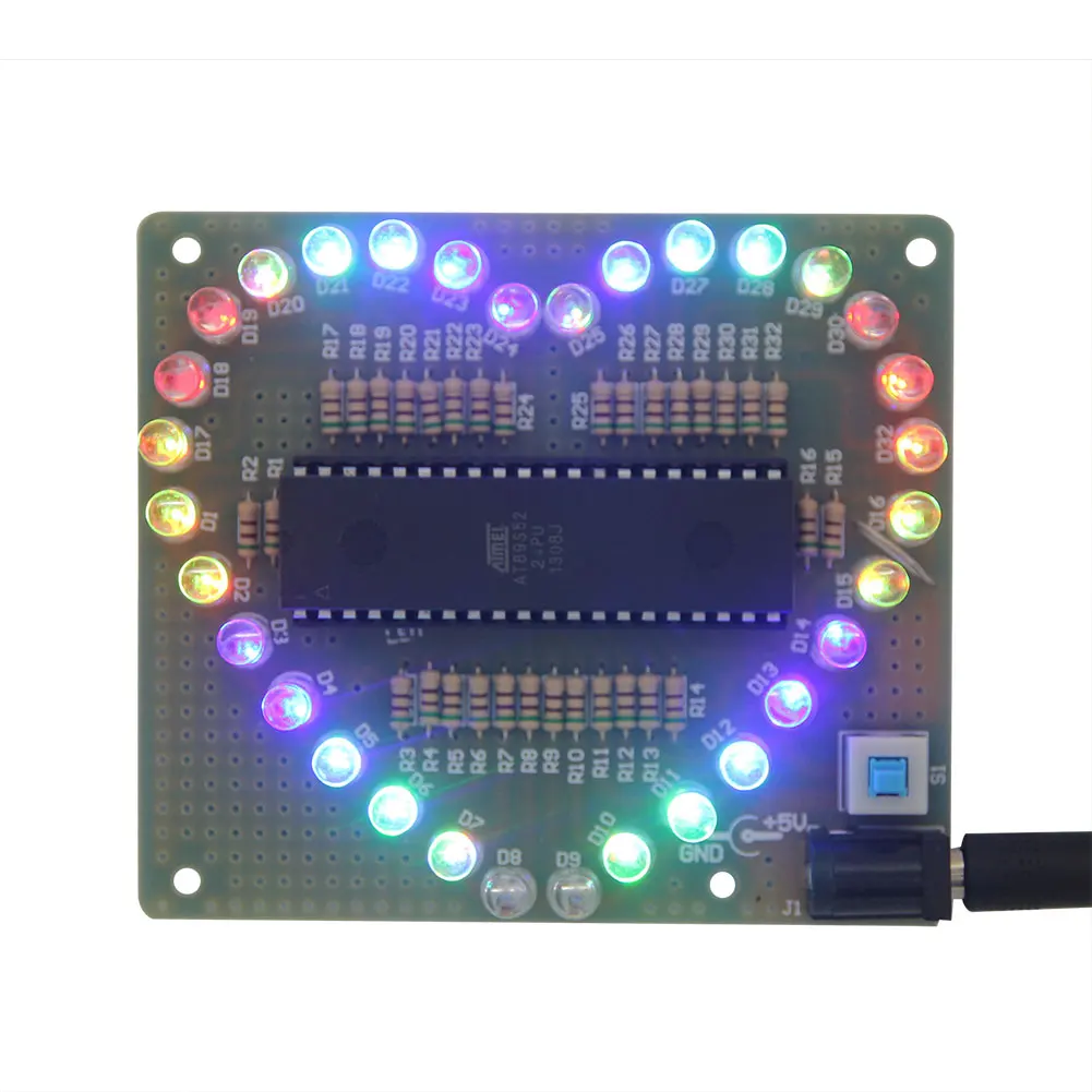 

DIY Kit Heart shaped LED Lamp Colorful Light Water Electronic Flashing Set Gift