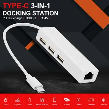 

USB Ethernet Network Card USB 3.1 Type-C To RJ45 Lan HUB Network Adapter For Mobile Phone Tablet Computer Ethernet USB