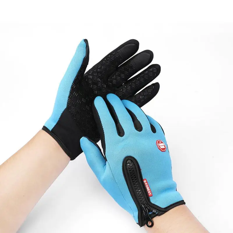 Зимние женские мужские спортивные перчатки для катания на лыжах, ветрозащитные перчатки для езды на мотоцикле, водонепроницаемые перчатки для сноуборда, перчатки для сенсорного экрана, для улицы - Цвет: Sky Blue