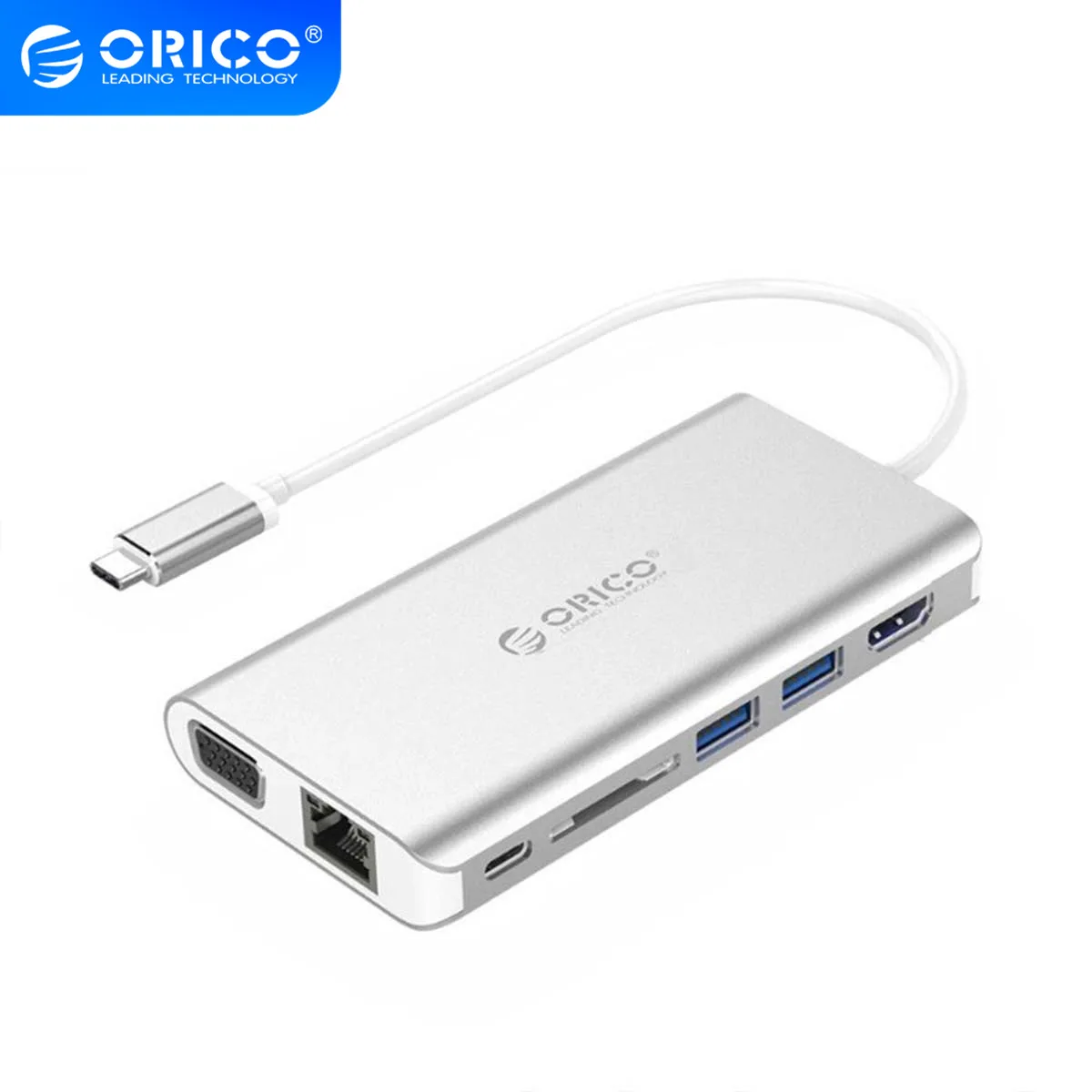 ORICO USB C концентратор Type к USB3.0 HDMI RJ4 SD аудио адаптер с зарядными портами для S9 Note 8