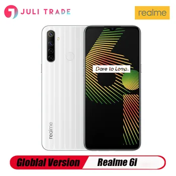 Перейти на Алиэкспресс и купить Смартфон глобальная версия Realme 6i 4 Гб 128 Гб быстрая зарядка 18 Вт Android 6,5 дюймов Mediatek Helio G80