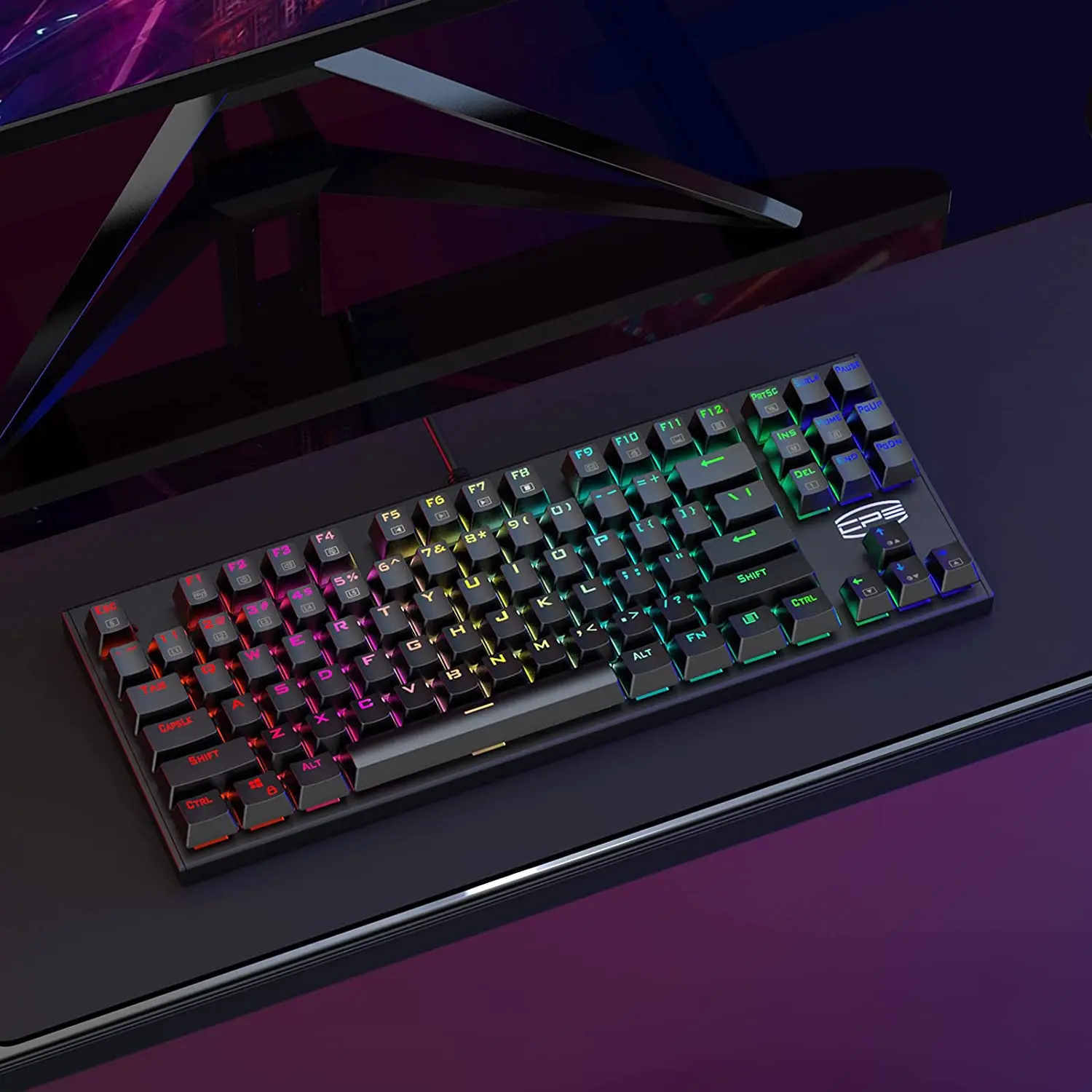 CP3 Gaming Keyboard RGB Wired Keyboard Anti-ghosting 87 Key Mechanical Keyboard with Blue Switches for Laptop, Windows, PC CP3 Gaming Keyboard RGB Wired Keyboard Anti-ghosting 87 Key Mechanical Keyboard with Blue Switches for Laptop, Windows, PC