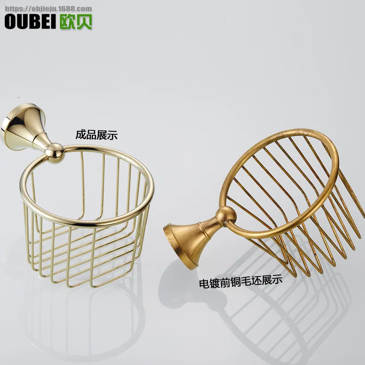 John Obey Ware Toilet Wall Hangers Brass Pendant Gold-Plated Bathroom Hook Unit Kitchen Hardware Tissue Holder zhi jin lou