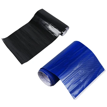 

2Pcs Car Styling Glossy 5D Carbon Fiber Car Wrapping Vinyl Film - Deep Blue 152X10Cm & Black 152X30Cm